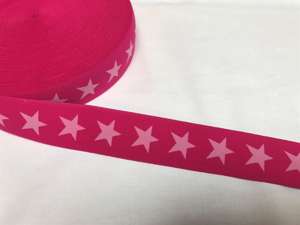 Elastik til boxershorts - 4 cm - pinkfarvet med pink stjerner